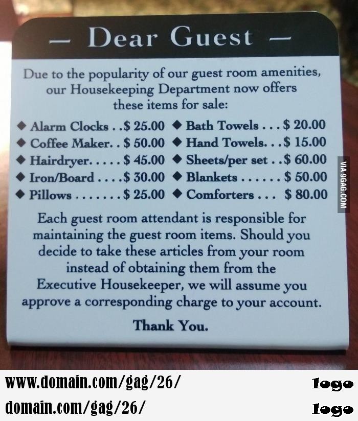 The most tactful way I ve seen to deter hotel theft